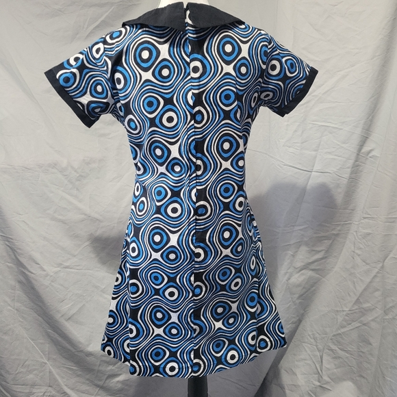 Madcap England Dollierocker Op Art Mod Dress Blue - Picture 4 of 8